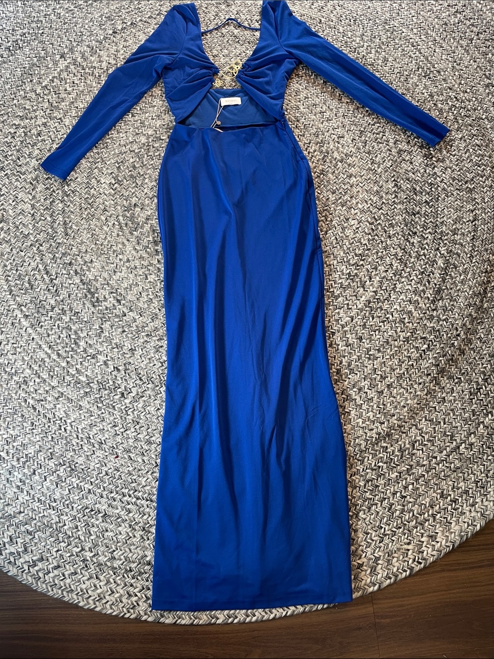 Meshki Cobalt Blue Long Sleeve Cutout Maxi Dress